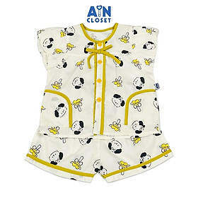 Bộ quần áo Ngắn bé gái họa tiết Cún Love Nơ xanh cotton - AICDBGDXNODM - AIN Closet