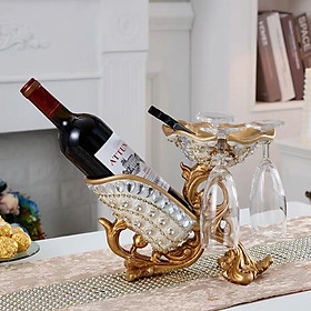 Mua Đế Đựng Chai Ruou Và Ly Đính Hạt Lấp Lánh Sang Trọng Tiện Dụng Cho Người Dùng