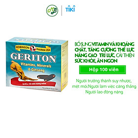 TPCN tăng cường thể lực chứa cao nhân sâm Hàn Quốc, vitamin -khoáng chất – GERITON – Robinson Pharma USA-Hộp 100 viên