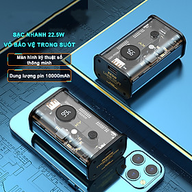 Mua Sạc dự phòng trong suốt Ky 10000mAh hỗ trợ sạc nhanh PD20W QC22.5W tích hợp màn hình led thông minh hiển thị dung lượng pin