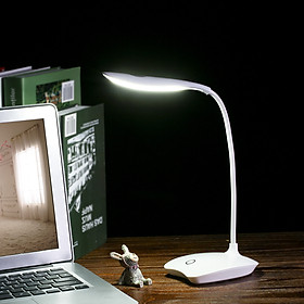 Decdeal Ultralight White LED USB Rechargeable Dimmable Eye-Caring Desk Lamp Touch Control Table Light with 360°