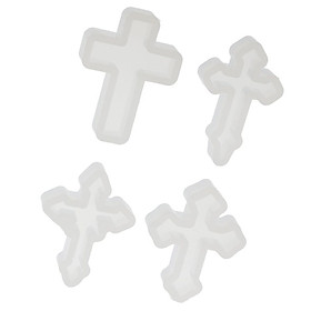 4 Pieces Cross Shape Silicone Pendant DIY Molds for Resin Jewelry Making