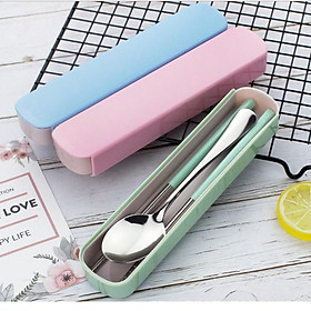 Mua Bộ đũa thìa inox tay cầm lúa mạch an toàn có hộp đựng sang trọng tiện ích