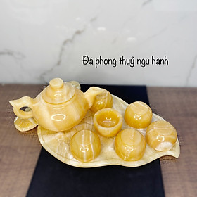BỘ ẤM TRÀ BẰNG ĐÁ HOÀNG LONG - ĐÁ NGỌC 0NYX