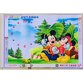 Mua (ĐÃ ĐÍNH) Tranh đá thành phẩm 59x41cm ĐỒNG HỒ MICKEY