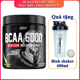 Combo BCAA 6000 của Nutrex hộp 30 lần dùng hỗ trợ tăng sức bền, sức mạnh, phục hồi và phát triển cơ bắp trong tập cho người tập GYM & Bình lắc 600ml (Mẫu ngẫu nhiên)