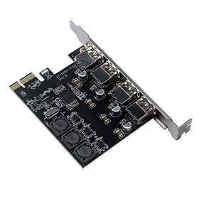Four Ports USB 3.0 Super Fast 5Gbps PCI-E Expansion Card PCI Express Adapter Converter Card 6A Power Supply Module For - Black