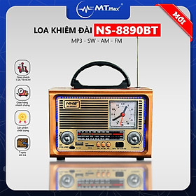 Đài Radio NS 8890BT - Loa Nghe Nhạc Bluetooth Khiêm Đài FM Cổ Điển, Đầy Đủ Chức Năng, Đồng Hồ, Âm Thanh Chất Lượng, Hỗ Trợ Thẻ Nhớ và USB Giá Siêu Rẻ hàng chính hãng