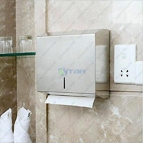 Hộp đựng khăn giấy lau tay tường inox vuông khổ lớn