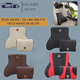 Bộ Gối Tựa Đầu, Tựa Lưng Ô Tô 100% Cao Su Non Đặc Biệt Bọc Da Cao Cấp - SIÊU ÊM, SIÊU ĐÀN HỒI - Hàng Nhập Khẩu - ĐEN, ĐEN