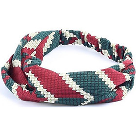 Băng Đô Vải Cài Tóc Họa Tiết Zigzag Màu Xanh Rêu, Đỏ - Mã BD234