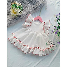 Váy xốp trắng tinh khôi viền đỏ TẶNG KÈM Tuban