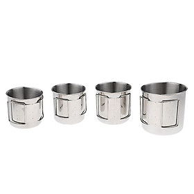 4pcs/set Mixed Size Portable Stainless Steel Folding Cups Water Coffee Mugs + Bag for Outdoor Camping Travel Home