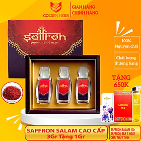 Set quà Nhụy Hoa Nghệ Tây Saffron SALAM 3Gr tặng Salam 1gr và Trà Dưỡng Nhan Saffron Tea