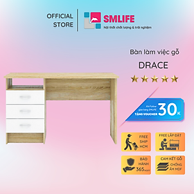 Bàn làm việc, bàn học gỗ hiện đại SMLIFE Drace  | Gỗ MDF dày 17mm chống ẩm | D120xR60xC75cm - Màu