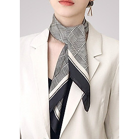 Khăn Lụa Vuông, Khăn Turban Cao Cấp Caro Sang Trọng- Chất Liệu Chiffon - 70x70cm - Mã KL020