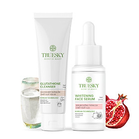 Bộ sản phẩm làm trắng và ngăn ngừa lão hoá da mặt Truesky gồm 1 tinh chất dưỡng trắng 20ml + 1 sữa rửa mặt dưỡng ẩm 50g