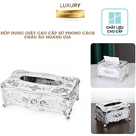 Mua Hộp Đựng Giấy Sứ Mạ Ánh Kim Phong Cách Châu Âu DECOR LUXURY - Hàng Nhập Khẩu