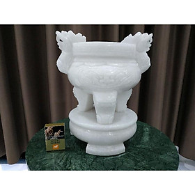 Mua lư hương đá trắng cao 35cm