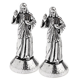 Mini Jesus Holy Religious Figurine  Decoration Statue X2 Silver 5cm