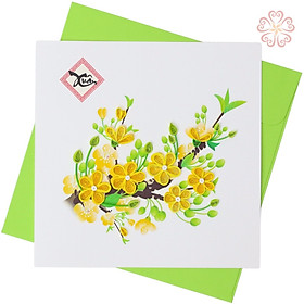 Thiệp Giấy Xoắn nghê thuật Hoa mai size 15x15cm