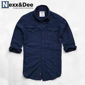 Áo sơ mi nam tay dài hai túi công sở màu trắng vải oxford denim cao cấp NS035