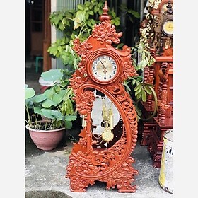 Mua Đồng hồ hoa lá quả lắc gỗ hương sang trọng cao 110