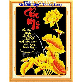 Mua Tranh thêu chữ thập chữ cha mẹ hoa sen vàng 222342 chưa thêu