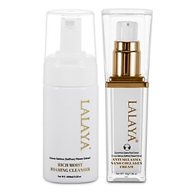 Bộ đôi Kem giảm nám tái tạo làm trắng da Lalaya Anti Melasma Nano Collagen Cream và Sữa rửa mặt tạo bọt dịu nhẹ làm sạch sâu & giảm nhờn công thức không xà phòng Lalaya Rich Moist Foaming Cleanser LLYC2