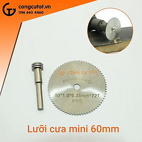 Lưỡi cưa mini Φ60x1.0x6.35mm và thanh nối 6mm
