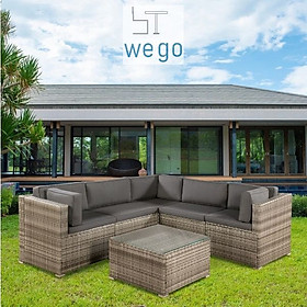 WEGO BỘ SOFA MÂY NHỰA NGOÀI TRỜI/ BỘ SOFA SÂN VƯỜN 5 CHỖ NGỒI//Outdoor Furniture Rattan Chair Sofa Set Balcony Table Garden Sofa 3 seater