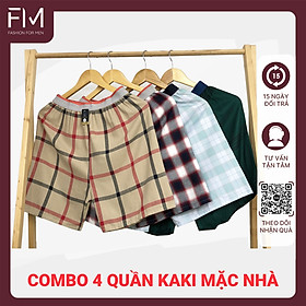 Bộ 4 quần đùi nam, quần short mặc nhà kate caro nhiều màu , mềm mịn  - FORMEN SHOP- FMTT002