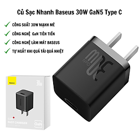 Củ Sạc Nhanh Sothing Baseus 30W GaN5 Type C Thích Hợp Cho iPhone, Table- Hàng Chính Hãng