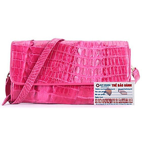 HC6250 - Túi xách nữ da cá sấu Huy Hoàng đeo chéo 2 gai màu hồng