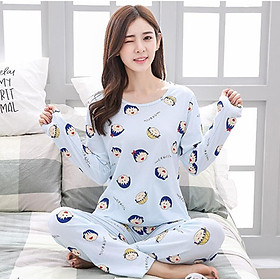 Bộ Đồ Ngủ Nữ Tay Dài Và Quần Dài Họa Tiết Hoạt Hình (Size M)