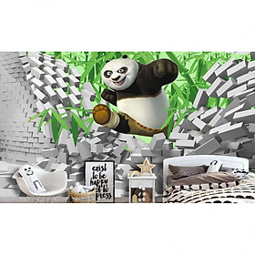 Tranh dán tường 3D gấu Panda TB49