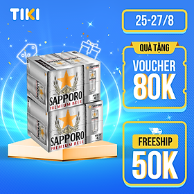 Combo 02 thùng Bia Sapporo Premium - 6 lon 650ml 