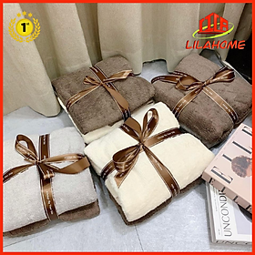 Mua Set 2 Khăn Tắm Cotton Organic Xuất Hàn 70x140cm  Dày Dặn Thấm Hút Nước Tốt - Chính Hãng (Giao Màu Ngẫu Nhiên)