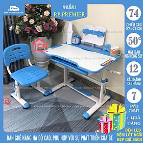 Mua Bàn học cho bé chống gù chống cận thông minh R8 TẶNG ĐÈN HỌC  ĐỆM NGỒI  CHỐNG CẰM VÀ KẸP GIỮ SÁCH