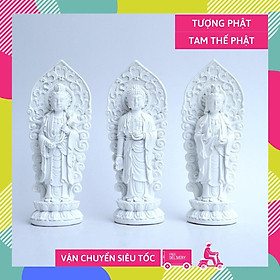 Mua Bộ 3 Tượng Tam Thế Phật Tây Phương Tam Thánh đứng trắng ngà - Cao 18cm