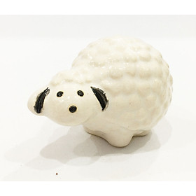 Mua Chú Cừu gốm tráng men nhỏ  size C6xD10xR6cm  - Tượng gốm xinh xắn trang trí  decor sân vườn