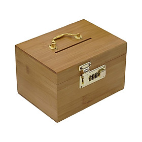 Vintage Wooden Piggy Bank Jewelry Box Storage Box Retro for Home Decor Dark