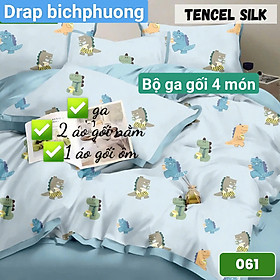 Bộ drap gối Tencel vải Hàn Quốc , đỉnh cao mát , mềm mại { drap và 3 áo gối