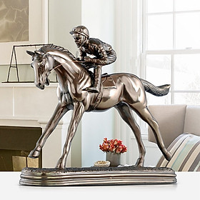 Decor Để Bàn - Vật phong Thủy Trang Trí - Tượng Kỹ Sĩ Cưỡi Ngựa BK0027 Composite Nhựa ABS Cao Cấp Nhựa Thông Mạ Đồng Trang Trí Phòng Làm Việc Phòng Khách