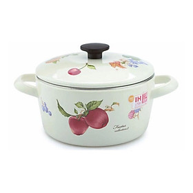 Mua Nồi tráng men hoa văn trái cây 1.6 lít Fujihoro FRV-16W (16cm) - Hàng chính hãng