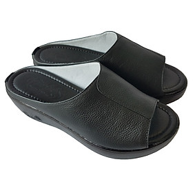 Dép Đế Xuồng Nữ BIGBEN Da Bò Thật Cao 5 Phân DX44 - Đen - 37