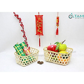 Khay tre đan mắt cáo đơn giản nhiều cỡ T-MTRN-10