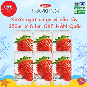 Nước ngọt có ga giải khát vị Dâu tây (NƯỚC DÂU TÂY CÓ GA) 350ML X 6 CHAI OKF Hàn Quốc