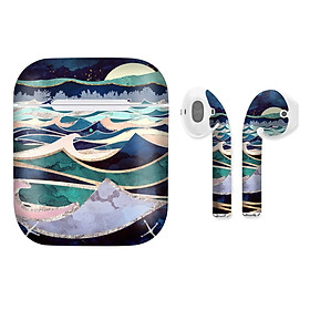 Mua Miếng dán skin chống bẩn cho tai nghe AirPods in hình Ánh trăng trên biển giả sơn mài - GSM161 (bản không dây 1 và 2)