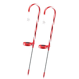 2Pcs Christmas Solar Candy Cane Lights Lights Waterproof for Lawn Xmas